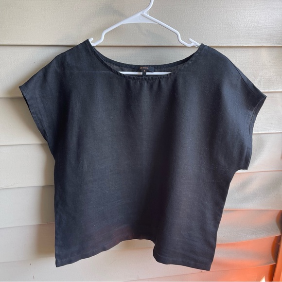 Quince Tops - NEW Quince Womens 100% Linen Short Sleeve Top Blouse Black S Lagom Boxy Travel